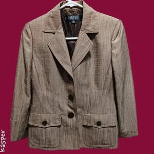 Kasper sheen blazer tan & brown blazer style safari size 2P